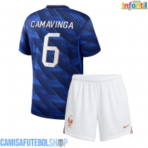 Camisa de time de futebol França Eduardo Camavinga #6 Replicas 1º Equipamento Infantil Mundo 2026 Manga Curta (+ Calças curtas)